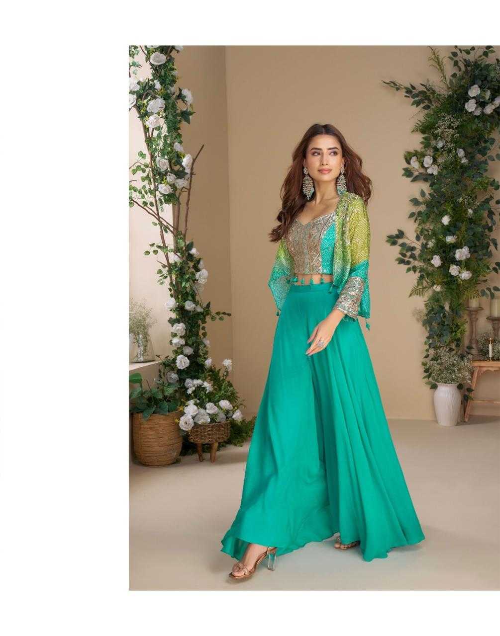 Chinon Silk  Embroidered Lehenga